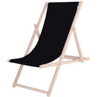 Springos - Klappbarer Strandliegestuhl aus Holz mit schwarzem Stoff. Springos - Klappbarer Strandliegestuhl aus Holz mit schwarzem Stoff. von SPRINGOS