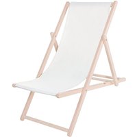 Springos - Klappbarer Strandliegestuhl aus Holz mit weißem Material. von SPRINGOS