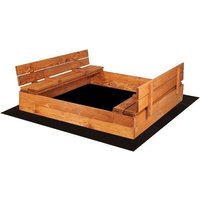 Sandkasten mit Sitzbank 120 x 120 cm Abdeckung Holz imprägniert - marrone von SPRINGOS