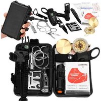 Survival-Kit professionelles Notfall-Überlebenswerkzeug-Set Multitool Outdoor-Camping Kompass Klappmesser Taschenlampe 19 in 1 - Springos von SPRINGOS