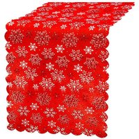 Tischläufer 180x36cm Weihnachtstischdecke mit Schneeflocken rot von SPRINGOS