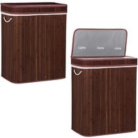 Springos - Wäschekorb 100L mit 3 Fächern aus natürlichem braunem Bambus. von SPRINGOS