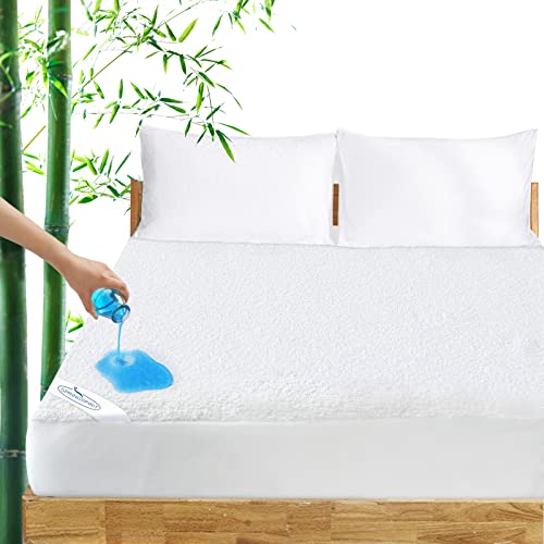 Wasserdichter Matratzenschoner für Super-Kingsize-Bambus-Viskose-Frottee, Matratzenbezug für tiefe Matratzen, glatt, ultraweich und atmungsaktiv von SPRINGSPIRIT