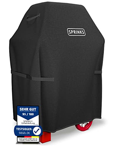 SPRINKS® Grillabdeckung WETTERFEST Grill Abdeckhaube Hochwertige Abdeckung für Weber, Napoleon, Enders - EXTRA Griffen Gasgrill Oxford 600D Gewebe [77x67x110cm] - Grill Cover (Schwarz) von SPRINKS