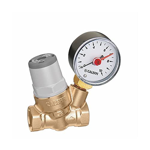 CALEFFI Mikro-Schrägsitz-Druckminderer 3/8" Zoll bis 80°C, Druckregelbereich ausgangsseitig 0,8 bis 4 bar (Mit Manometer) von SPRUDELUX
