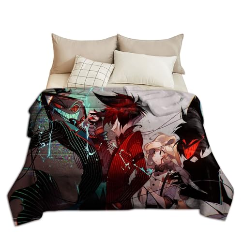 SPSMOKH Hazbin Hotel-Anime-Decke, Überwurf, 3D-Druck, Fleece-Überwurf, Reisedecke, superweicher Plüsch, Überwurfdecke für Bett, Couch, Stuhl, Winterbettwäsche (3, 150 x 200 cm) von SPSMOKH
