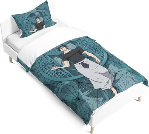 jjk Suguru Geto Bettwäsche-Set, 2-teilig, enthält doppelseitigen 3D-Anime-Druck, wendbarer Bettbezug und Kissenbezug, für Einzelbett, 135 x 200 cm, mehrfarbig (Typ 3, Einzelbett/135 x 200 cm) von SPSMOKH