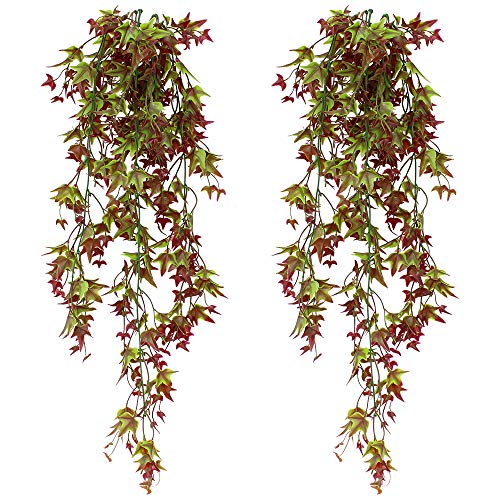 SPTwj 2 Pack Künstliche Ivy Vine Künstliche Pflanzen Gefälschte Ivy Hanging Home Office Outdoor Innendekor Rot von SPTwj