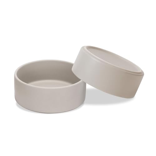 SPUNKYJUNKY Keramik Hundenapf 2pcs Fressnapf Futternapf Katzennapf Napf für Katzen und Hunde (1250ml, Grau) von SPUNKYJUNKY
