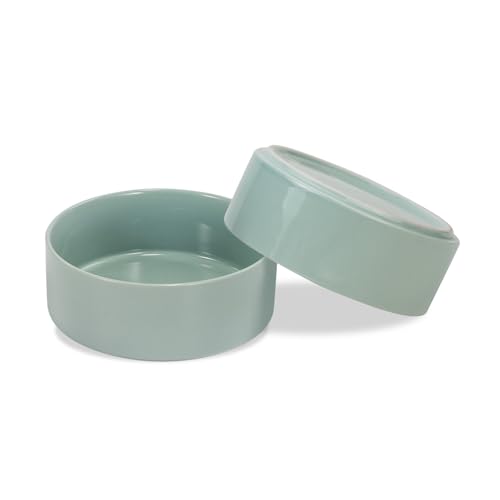 SPUNKYJUNKY Keramik Hundenapf 2pcs Fressnapf Futternapf Katzennapf Napf für Katzen und Hunde (1250ml, Hellgrün) von SPUNKYJUNKY