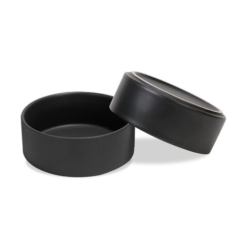 SPUNKYJUNKY Keramik Hundenapf 2pcs Fressnapf Futternapf Katzennapf Napf für Katzen und Hunde (1250ml, Schwarz) von SPUNKYJUNKY