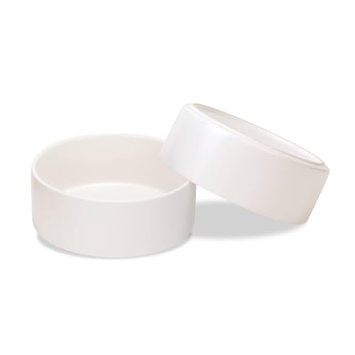 SPUNKYJUNKY Keramik Hundenapf 2pcs Fressnapf Futternapf Katzennapf Napf für Katzen und Hunde (1250ml, Weiß) von SPUNKYJUNKY