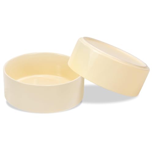 SPUNKYJUNKY Keramik Hundenapf 2pcs Fressnapf Futternapf Katzennapf Napf für Katzen und Hunde (1800ml, Beige) von SPUNKYJUNKY