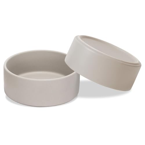 SPUNKYJUNKY Keramik Hundenapf 2pcs Fressnapf Futternapf Katzennapf Napf für Katzen und Hunde (1800ml, Grau) von SPUNKYJUNKY