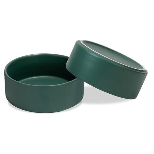 SPUNKYJUNKY Keramik Hundenapf 2pcs Fressnapf Futternapf Katzennapf Napf für Katzen und Hunde (1800ml, Grün) von SPUNKYJUNKY