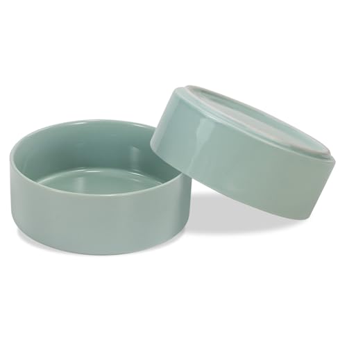 SPUNKYJUNKY Keramik Hundenapf 2pcs Fressnapf Futternapf Katzennapf Napf für Katzen und Hunde (1800ml, Hellgrün) von SPUNKYJUNKY
