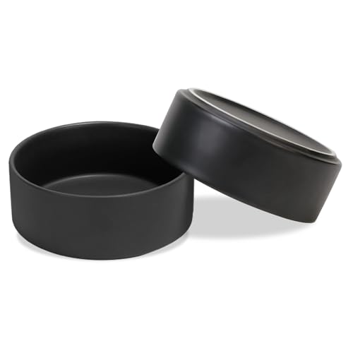 SPUNKYJUNKY Keramik Hundenapf 2pcs Fressnapf Futternapf Katzennapf Napf für Katzen und Hunde (1800ml, Schwarz) von SPUNKYJUNKY