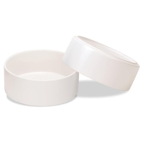 SPUNKYJUNKY Keramik Hundenapf 2pcs Fressnapf Futternapf Katzennapf Napf für Katzen und Hunde (1800ml, Weiß) von SPUNKYJUNKY