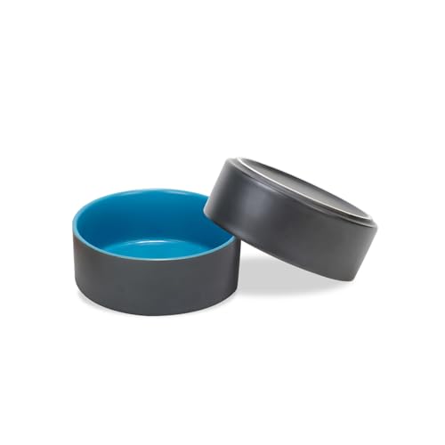 SPUNKYJUNKY Keramik Hundenapf 2pcs Fressnapf Futternapf Katzennapf Napf für Katzen und Hunde (400ml, Blau Grau) von SPUNKYJUNKY