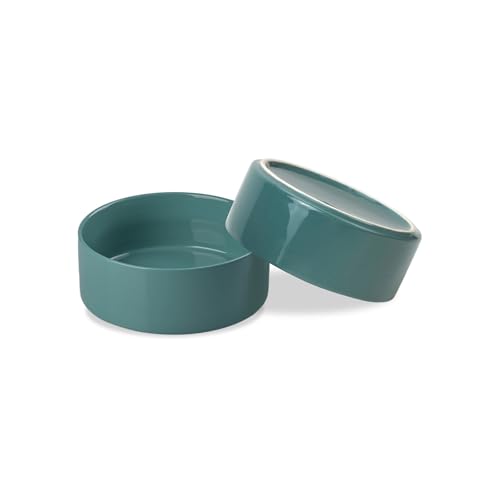 SPUNKYJUNKY Keramik Hundenapf 2pcs Fressnapf Futternapf Katzennapf Napf für Katzen und Hunde (400ml, Dunkelgrün) von SPUNKYJUNKY