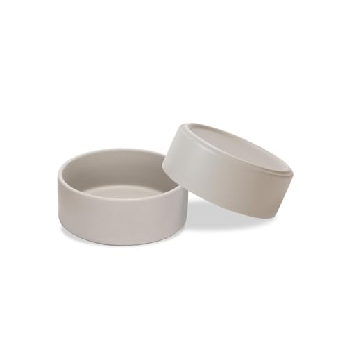 SPUNKYJUNKY Keramik Hundenapf 2pcs Fressnapf Futternapf Katzennapf Napf für Katzen und Hunde (400ml, Grau) von SPUNKYJUNKY