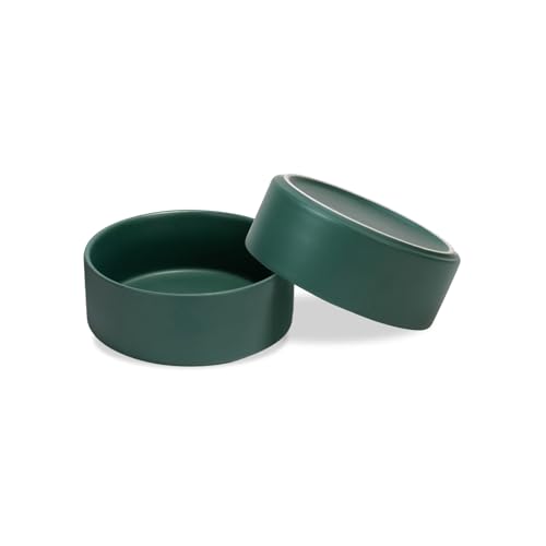 SPUNKYJUNKY Keramik Hundenapf 2pcs Fressnapf Futternapf Katzennapf Napf für Katzen und Hunde (400ml, Grün) von SPUNKYJUNKY