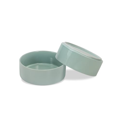 SPUNKYJUNKY Keramik Hundenapf 2pcs Fressnapf Futternapf Katzennapf Napf für Katzen und Hunde (400ml, Hellgrün) von SPUNKYJUNKY