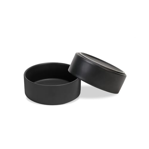 SPUNKYJUNKY Keramik Hundenapf 2pcs Fressnapf Futternapf Katzennapf Napf für Katzen und Hunde (400ml, Schwarz) von SPUNKYJUNKY