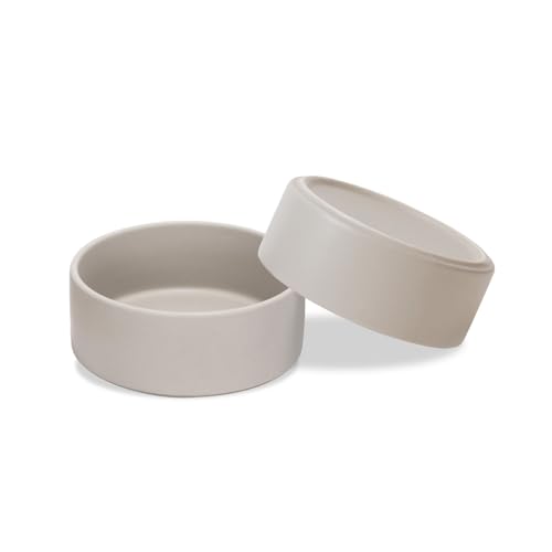 SPUNKYJUNKY Keramik Hundenapf 2pcs Fressnapf Futternapf Katzennapf Napf für Katzen und Hunde (850ml, Grau) von SPUNKYJUNKY
