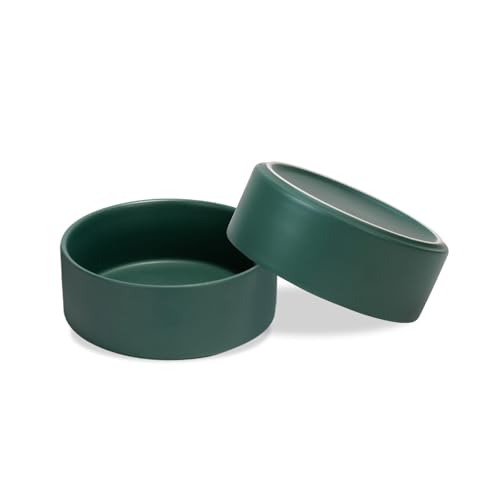 SPUNKYJUNKY Keramik Hundenapf 2pcs Fressnapf Futternapf Katzennapf Napf für Katzen und Hunde (850ml, Grün) von SPUNKYJUNKY