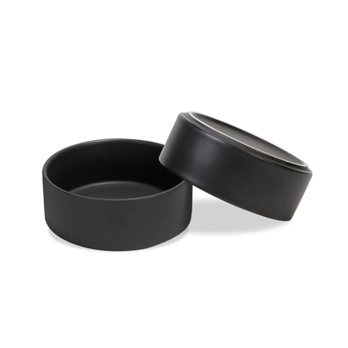 SPUNKYJUNKY Keramik Hundenapf 2pcs Fressnapf Futternapf Katzennapf Napf für Katzen und Hunde (850ml, Schwarz) von SPUNKYJUNKY