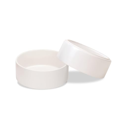 SPUNKYJUNKY Keramik Hundenapf 2pcs Fressnapf Futternapf Katzennapf Napf für Katzen und Hunde (850ml, Weiß) von SPUNKYJUNKY