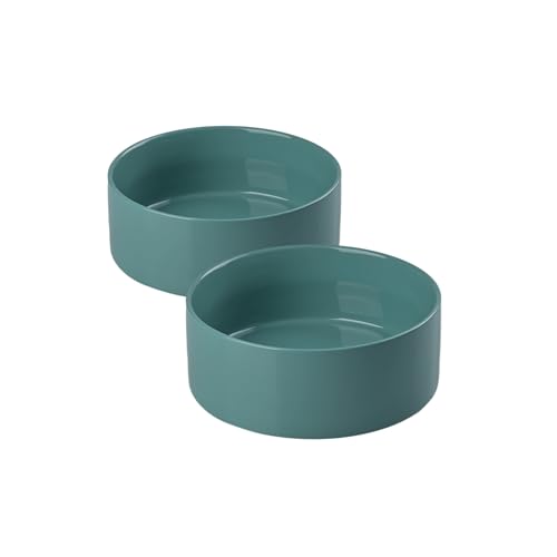 SPUNKYJUNKY Keramiknapf für Hunde und Katzen, 383 ml, modern, niedlich, beschwerter Futternapf, Wassernapf als Ersatz, Hellgrün, 2 Stück von SPUNKYJUNKY