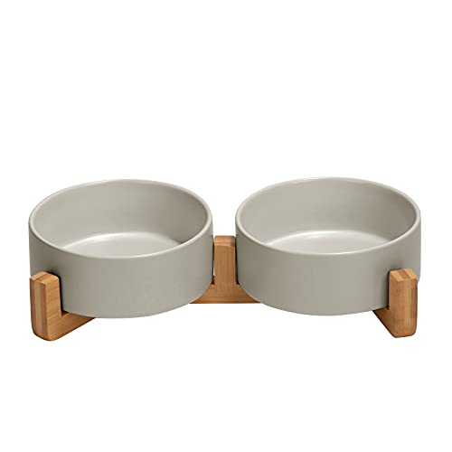 SPUNKYJUNKY Keramiknapf für Hunde und Katzen, mit Holzständer, rutschfest, Matte Glasur, beschwertes Futter- und Wasser-Set für Katzen und kleine Hunde, 383 ml SPUNKYJUNKY Keramiknapf für Hunde und Katzen, mit Holzständer, rutschfest, Matte Glasur, beschwertes Futter- und Wasser-Set für Katzen und kleine Hunde, 383 ml von SPUNKYJUNKY