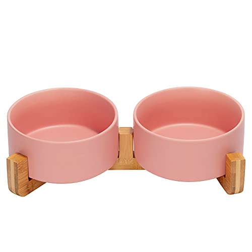 SPUNKYJUNKY Keramiknapf für Hunde und Katzen, mit Holzständer, rutschfest, matte Glasur, beschwertes Futter-/Wasser-Set für Katzen, mittelgroße Hunde, 813 ml SPUNKYJUNKY Keramiknapf für Hunde und Katzen, mit Holzständer, rutschfest, matte Glasur, beschwertes Futter-/Wasser-Set für Katzen, mittelgroße Hunde, 813 ml von SPUNKYJUNKY