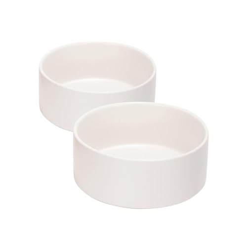 SPUNKYJUNKY Keramiknapf für Hunde und Katzen, modern, niedlich, gewichtet, für Futter und Wasser, Weiß, 2 Stück von SPUNKYJUNKY