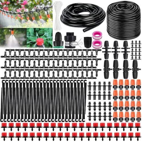 Garten BewässerungsSystem, Garten Bewässerung Kit, 50M+8M Bewässerungsrohre, Automatik Tröpfchenbewässerung Gartenbewässerung Misting Kühlsystem für Landschaft, Flower Bed und Terrasse Pflanzen von SPVN