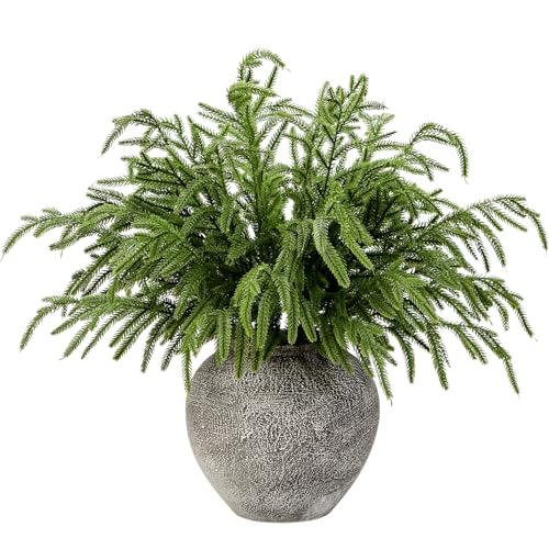 Norfolk-Kieferzweige für Weihnachten, 42 cm, künstliche Weihnachtsstiele, fühlen sich echt an, künstlicher Grüner für Weihnachtskranz, Girlande, Dekoration, 6 Stück (grün) von SPWOLFRT