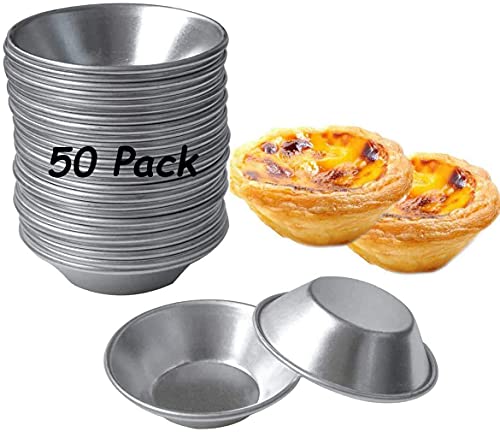 SPWOLFRT 50 Stück Eier-Törtchenformen für kleine Kuchen, Törtchen, Desserts, Backformen, Muffins, Cupcakes, Kuchen, Kekse, Backwerkzeug, rund, wiederverwendbar, antihaftbeschichtet (50) von SPWOLFRT