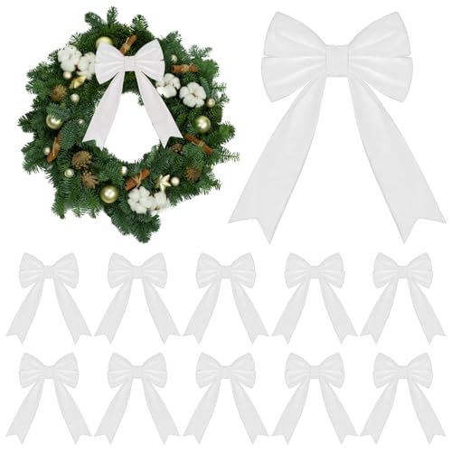 Samtschleifen, 12,7 x 17,8 cm, Vintage-Samtschleifen, Ornamente für Weihnachtsbaum, Girlande, Kranz, Geschenkverpackung, Innen- und Außenbereich, Urlaub, Hochzeit, Party, Dekoration, Weiß, 10 Stück Samtschleifen, 12,7 x 17,8 cm, Vintage-Samtschleifen, Ornamente für Weihnachtsbaum, Girlande, Kranz, Geschenkverpackung, Innen- und Außenbereich, Urlaub, Hochzeit, Party, Dekoration, Weiß, 10 Stück von SPWOLFRT