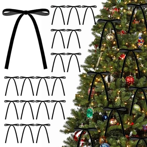 Samtschleifen, 12,7 x 17,8 cm, Vintage-Stil, perfekt für Weihnachtsbaum, Geschenkverpackungen, Kränze, Girlanden, Heimdekoration und Hochzeitsfeiern, 30 Stück (schwarz) von SPWOLFRT