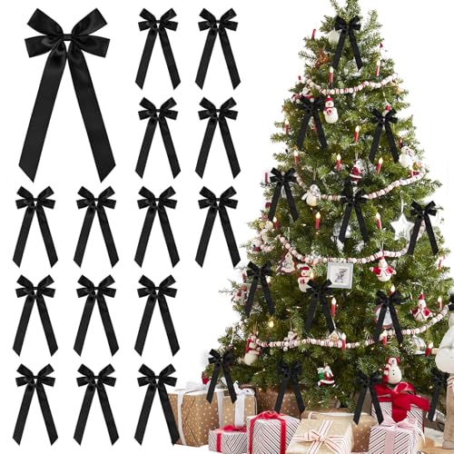 Satinschleifen, vorgebundene Schleife mit Bindebändern für Weihnachtsbaum, Kranz, Girlande, Kamin, Treppe, Geschenkverpackung, Handwerk, Urlaub, Hochzeit, Heimdekoration, 12 Stück Satinschleifen, vorgebundene Schleife mit Bindebändern für Weihnachtsbaum, Kranz, Girlande, Kamin, Treppe, Geschenkverpackung, Handwerk, Urlaub, Hochzeit, Heimdekoration, 12 Stück von SPWOLFRT