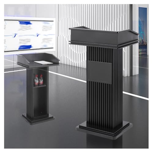 SPXMQSS Bodenstehendes Podium, Präsentationspodium mit Lesefläche und Ablagefach Konferenz-Podiumsständer Aus Edelstahl für Auditorium, Seminar, 59x47x112cm Black von SPXMQSS