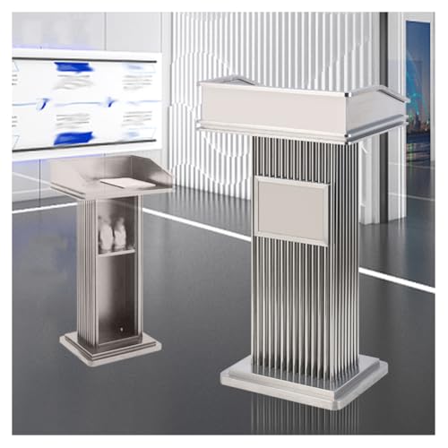 SPXMQSS Bodenstehendes Podium, Präsentationspodium mit Lesefläche und Ablagefach Konferenz-Podiumsständer Aus Edelstahl für Auditorium, Seminar, 59x47x112cm Grey von SPXMQSS