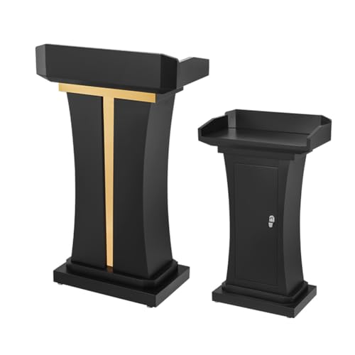 SPXMQSS Bodenstehendes Podium, Rednerpult mit Breiter Lesefläche und Ablagefach Hoch Kanzel Podium Stand für Kirchen, Konferenz, Reden, Hochzeiten, 68x36x113cm Black von SPXMQSS