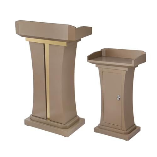 SPXMQSS Bodenstehendes Podium, Rednerpult mit Breiter Lesefläche und Ablagefach Hoch Kanzel Podium Stand für Kirchen, Konferenz, Reden, Hochzeiten, 68x36x113cm Brown von SPXMQSS