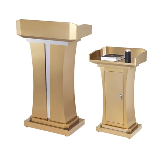 SPXMQSS Bodenstehendes Podium, Rednerpult mit Breiter Lesefläche und Ablagefach Hoch Kanzel Podium Stand für Kirchen, Konferenz, Reden, Hochzeiten, 68x36x113cm Gold SPXMQSS Bodenstehendes Podium, Rednerpult mit Breiter Lesefläche und Ablagefach Hoch Kanzel Podium Stand für Kirchen, Konferenz, Reden, Hochzeiten, 68x36x113cm Gold von SPXMQSS
