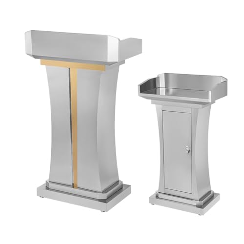 SPXMQSS Bodenstehendes Podium, Rednerpult mit Breiter Lesefläche und Ablagefach Hoch Kanzel Podium Stand für Kirchen, Konferenz, Reden, Hochzeiten, 68x36x113cm Grey von SPXMQSS