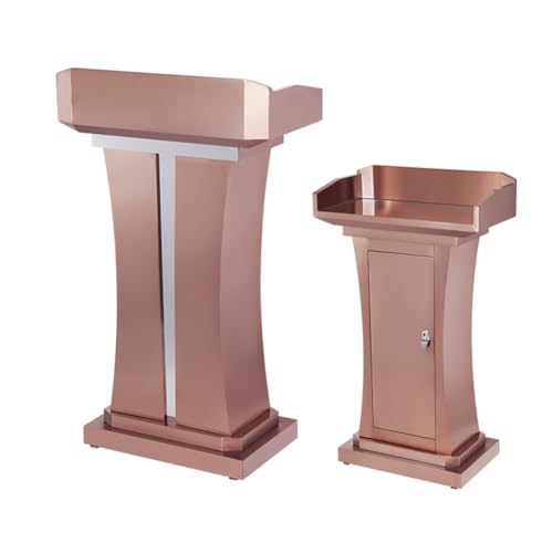SPXMQSS Bodenstehendes Podium, Rednerpult mit Breiter Lesefläche und Ablagefach Hoch Kanzel Podium Stand für Kirchen, Konferenz, Reden, Hochzeiten, 68x36x113cm Rose Gold von SPXMQSS