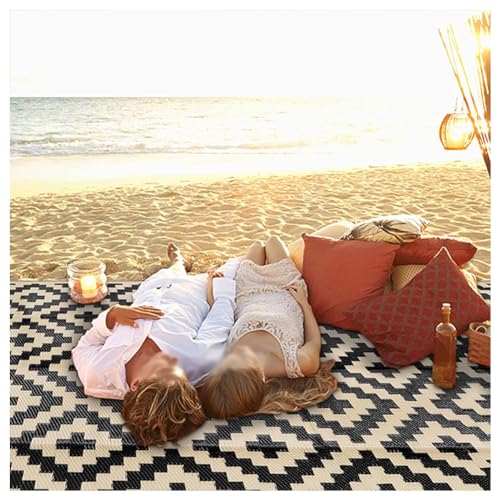 SPXMQSS Camping Teppich Outdoor, Wendbar Faltbar Waschbar Balkon Garten Teppich Abriebfest, für Terrasse Garten Balkon Camping B 152x244cm von SPXMQSS